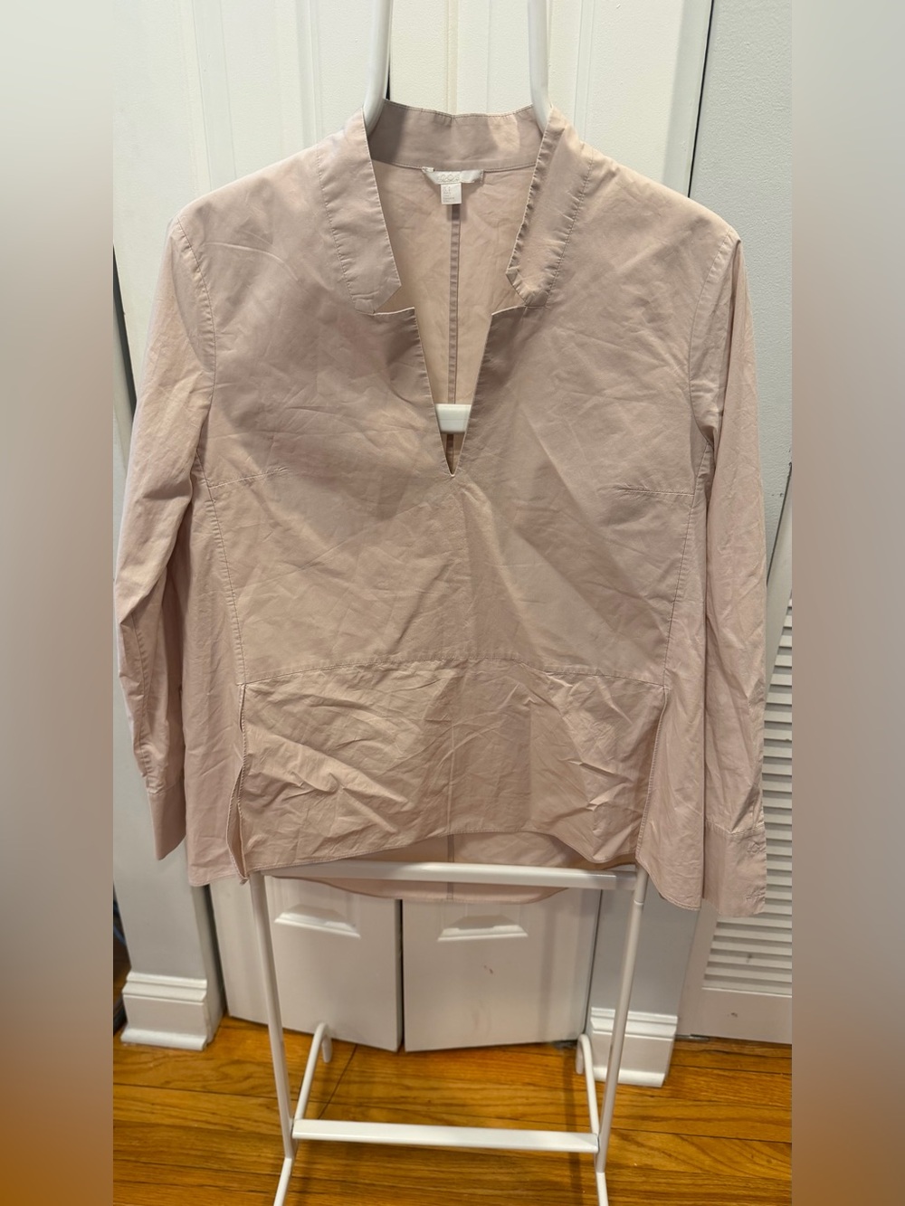 COS Women’s Blush Pink Poplin Cotton Stand Collar Long Sleeve Top Size 8